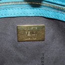 FENDI Mamma Baguette Hand Bag Suede 2way Blue Gold Auth yk20507SAM-22