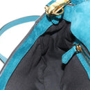 FENDI Mamma Baguette Hand Bag Suede 2way Blue Gold Auth yk20507SAM-25