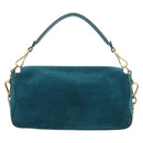 FENDI Mamma Baguette Hand Bag Suede 2way Blue Gold Auth yk20507SAM-3