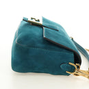 FENDI Mamma Baguette Hand Bag Suede 2way Blue Gold Auth yk20507SAM-5