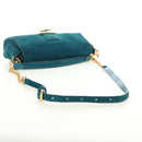 FENDI Mamma Baguette Hand Bag Suede 2way Blue Gold Auth yk20507SAM-9