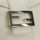 FENDI Mamma Baguette Shoulder Bag Leather White Silver Auth yk20508SAM-20