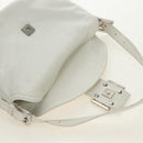 FENDI Mamma Baguette Shoulder Bag Leather White Silver Auth yk20508SAM-21