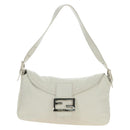 FENDI Mamma Baguette Shoulder Bag Leather White Silver Auth yk20508SAM-13