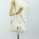 FENDI Mamma Baguette Shoulder Bag Leather White Silver Auth yk20508SAM-28