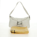 FENDI Mamma Baguette Shoulder Bag Leather White Silver Auth yk20508SAM-12