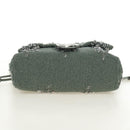 FENDI Mamma Baguette Shoulder Bag Beads 2way Green Silver Auth yk20510SM-5