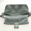 FENDI Mamma Baguette Shoulder Bag Beads 2way Green Silver Auth yk20510SM-24