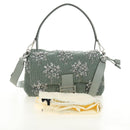 FENDI Mamma Baguette Shoulder Bag Beads 2way Green Silver Auth yk20510SM-12