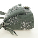 FENDI Mamma Baguette Shoulder Bag Beads 2way Green Silver Auth yk20510SM-3