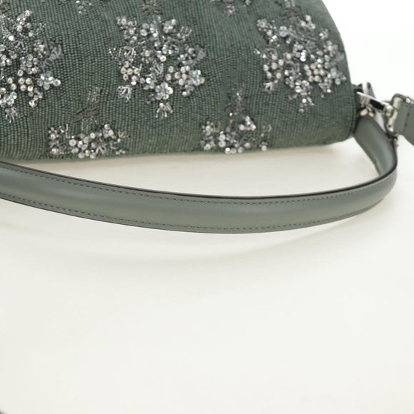 FENDI Mamma Baguette Shoulder Bag Beads 2way Green Silver Auth yk20510SM
