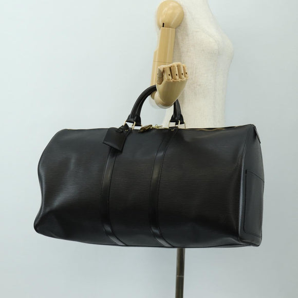 LOUIS VUITTON Epi Keepall 55 Boston Bag Noir Black M42952 LV Auth yk20511SAV