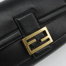 FENDI baguette Chain Shoulder Bag Leather Black Gold Auth yk20513SAV-19