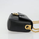 FENDI baguette Chain Shoulder Bag Leather Black Gold Auth yk20513SAV-3