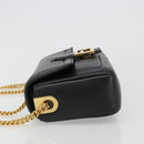 FENDI baguette Chain Shoulder Bag Leather Black Gold Auth yk20513SAV-4