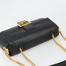 FENDI baguette Chain Shoulder Bag Leather Black Gold Auth yk20513SAV-6