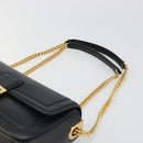 FENDI baguette Chain Shoulder Bag Leather Black Gold Auth yk20513SAV-14