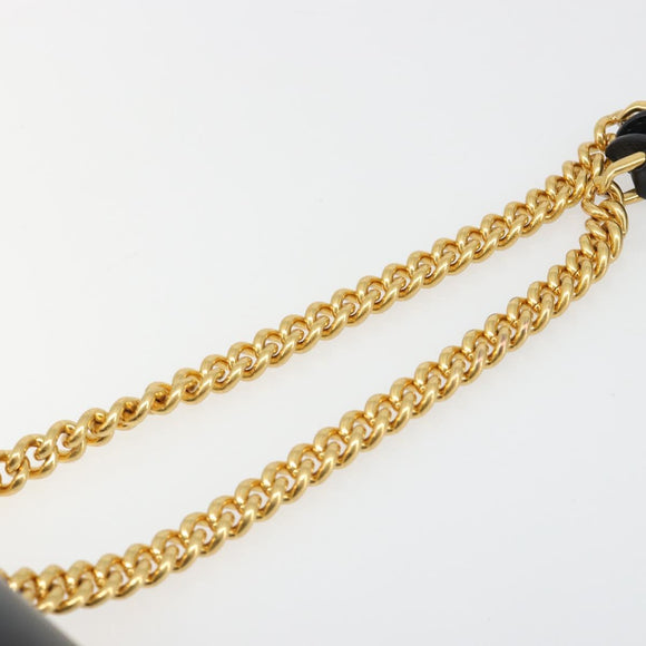 FENDI baguette Chain Shoulder Bag Leather Black Gold Auth yk20513SAV