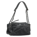 CHANEL Chain Shoulder Bag Lamb Skin Black Silver CC Auth yk20519V-1