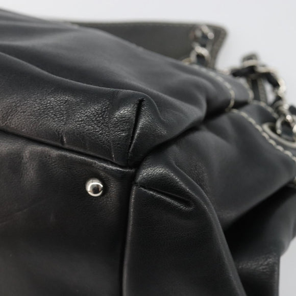 CHANEL Chain Shoulder Bag Lamb Skin Black Silver CC Auth yk20519V