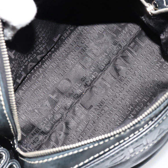 CHANEL Chain Shoulder Bag Lamb Skin Black Silver CC Auth yk20519V