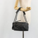CHANEL Chain Shoulder Bag Lamb Skin Black Silver CC Auth yk20519V-24