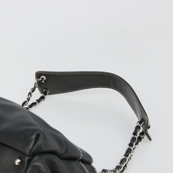 CHANEL Chain Shoulder Bag Lamb Skin Black Silver CC Auth yk20519V