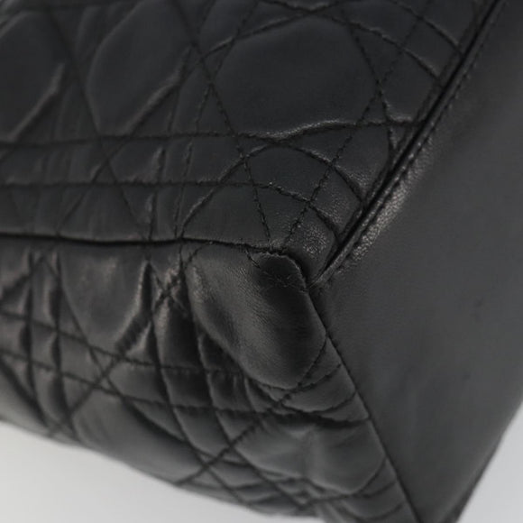 Christian Dior Canage Hand Bag Lamb Skin Black Gold Auth yk20520SAV