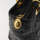 Christian Dior Canage Hand Bag Lamb Skin Black Gold Auth yk20520SAV-15