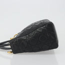 Christian Dior Canage Hand Bag Lamb Skin Black Gold Auth yk20520SAV-5