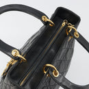 Christian Dior Canage Hand Bag Lamb Skin Black Gold Auth yk20520SAV-6