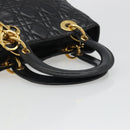 Christian Dior Canage Hand Bag Lamb Skin Black Gold Auth yk20520SAV-7