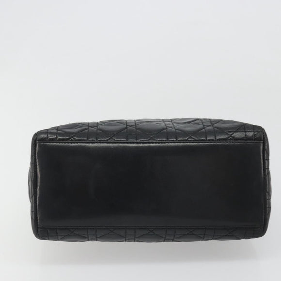 Christian Dior Canage Hand Bag Lamb Skin Black Gold Auth yk20520SAV