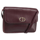 Christian Dior Shoulder Bag Leather Bordeaux Gold Auth yk20521-1