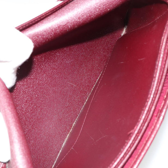 Christian Dior Shoulder Bag Leather Bordeaux Gold Auth yk20521