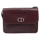 Christian Dior Shoulder Bag Leather Bordeaux Gold Auth yk20521-2