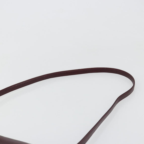 Christian Dior Shoulder Bag Leather Bordeaux Gold Auth yk20521