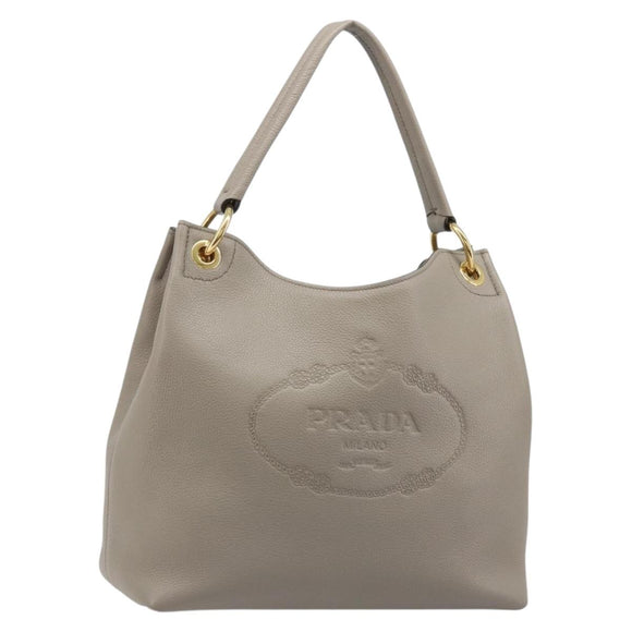 PRADA Shoulder Bag Leather Gray Gold 1BC051 Auth yk20522SAV