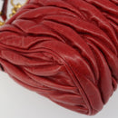 Miu Miu Matelasse Shoulder Bag Leather Red Gold Auth yk20524V-11