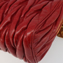 Miu Miu Matelasse Shoulder Bag Leather Red Gold Auth yk20524V-12
