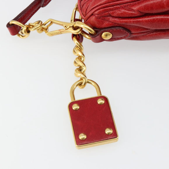 Miu Miu Matelasse Shoulder Bag Leather Red Gold Auth yk20524V