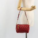 Miu Miu Matelasse Shoulder Bag Leather Red Gold Auth yk20524V-23