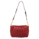 Miu Miu Matelasse Shoulder Bag Leather Red Gold Auth yk20524V-3