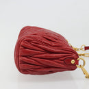 Miu Miu Matelasse Shoulder Bag Leather Red Gold Auth yk20524V-4