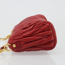 Miu Miu Matelasse Shoulder Bag Leather Red Gold Auth yk20524V-5