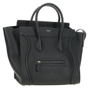 CELINE Luggage Mini Shopper Hand Bag Leather Black Silver Auth yk20526SAM-1