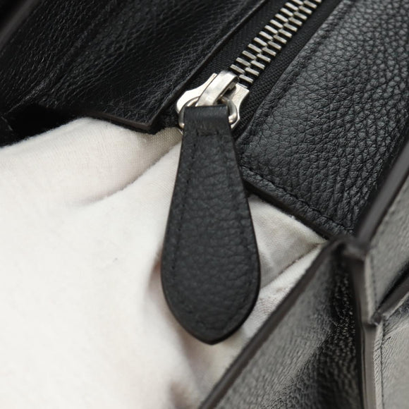 CELINE Luggage Mini Shopper Hand Bag Leather Black Silver Auth yk20526SAM