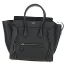 CELINE Luggage Mini Shopper Hand Bag Leather Black Silver Auth yk20526SAM-2