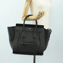 CELINE Luggage Mini Shopper Hand Bag Leather Black Silver Auth yk20526SAM-23