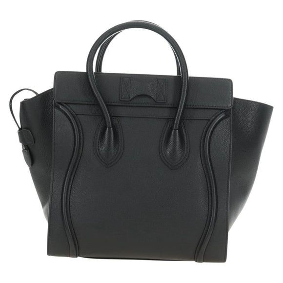 CELINE Luggage Mini Shopper Hand Bag Leather Black Silver Auth yk20526SAM